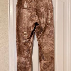 Lululemon Wunder Train 25” High Rise Leggings Size 6 Gold Foil Marble Print Ever